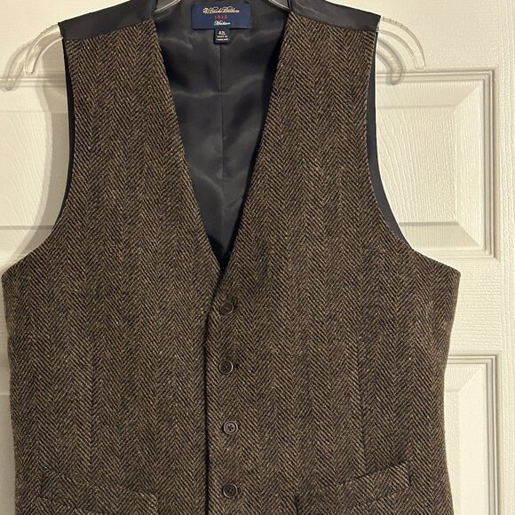 Costume 3 Pièces Brooks Brothers 1818 Cambridge – Taille 38 R – Tweed Marron Moucheté – Italie – Comme Neuf